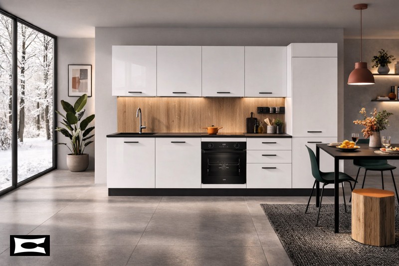 Cucina lineare moderna da 3 metri completa di elettrodomestici